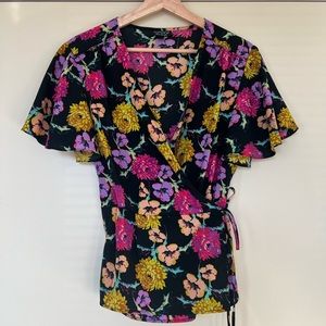 Topshop Floral Wrap Top